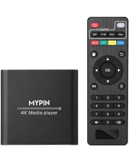 Reproductor Multimedia 4K, MYPIN Media Player con Control Remoto para Disco Duro de 8TB/Unidad USB/Tarjeta TF/H.265 MP4 PPT MKV AVI Admite Salida HDMI/AV/Coaxial-HDMI hasta Sonido Envolvente 7.1 Foto de portada de Reproductor Multimedia 4K, MYPIN Media Player con Control Remoto para Disco Duro de 8TB/Unidad USB/Tarjeta TF/H.265 MP4 PPT MKV AVI Admite Salida HDMI/AV/Coaxial-HDMI hasta Sonido Envolvente 7.1