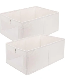 Sosayet Caja de almacenamiento, juego de 2 organizadores, cajas plegables de almacenamiento, caja organizadora con ventana transparente para armario, ropa, libros, cosméticos, (40 x 27 x 17 cm) Foto de portada de Sosayet Caja de almacenamiento, juego de 2 organizadores, cajas plegables de almacenamiento, caja organizadora con ventana transparente para armario, ropa, libros, cosméticos, (40 x 27 x 17 cm)