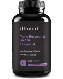 Trans-Resveratrol & NAD+ Liposomal, con Quercetina y Piperina, 580 mg por Cápsula, 90 Cápsulas – Antiedad y Activador de Sirtuinas – Zenement Foto de portada de Trans-Resveratrol & NAD+ Liposomal, con Quercetina y Piperina, 580 mg por Cápsula, 90 Cápsulas - Antiedad y Activador de Sirtuinas - Zenement