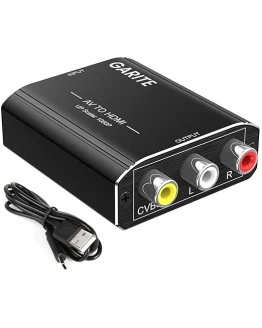 RCA a HDMI, Aluminio Adaptador AV a HDMI de Audio y Video con Cable USB, Mini 1080P RCA a HDMI Soporta para PS2/PS3/Gamecube/Wii/DVD/STB/VHS/Xbox/VCR/TV/PC Foto de portada de RCA a HDMI, Aluminio Adaptador AV a HDMI de Audio y Video con Cable USB, Mini 1080P RCA a HDMI Soporta para PS2/PS3/Gamecube/Wii/DVD/STB/VHS/Xbox/VCR/TV/PC