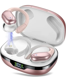 Auriculares Inalambricos, Auriculares Bluetooth 5.3 con Gancho de la Oreja, 60H de Reproducción, Pantalla LED, Llamada ENC HD, Profundamente Bajo, Ajuste Cómodo, IPX7 Impermeable(Oro Rosa) Foto de portada de Auriculares Inalambricos, Auriculares Bluetooth 5.3 con Gancho de la Oreja, 60H de Reproducción, Pantalla LED, Llamada ENC HD, Profundamente Bajo, Ajuste Cómodo, IPX7 Impermeable(Oro Rosa)
