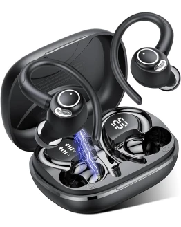 Jesebang Auriculares Inalámbricos Deportivos, Auriculares Bluetooth 5.3 con HD Micrófono, Sonido Premium, 40H de Reproducción, Pantalla LED, Cómodos de Llevar, Cascos Inalambricos con Gancho, Negro Foto de portada de Jesebang Auriculares Inalámbricos Deportivos, Auriculares Bluetooth 5.3 con HD Micrófono, Sonido Premium, 40H de Reproducción, Pantalla LED, Cómodos de Llevar, Cascos Inalambricos con Gancho, Negro