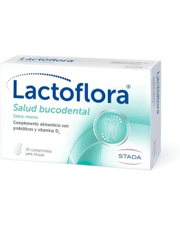 Lactoflora – Salud Bucodental – Protege la dentina y las encías y ayuda a elimiar el mal aliento – Sabor Menta -30 comprimidos para chupar Foto de portada de Lactoflora - Salud Bucodental - Protege la dentina y las encías y ayuda a elimiar el mal aliento - Sabor Menta -30 comprimidos para chupar