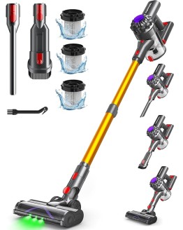 VACTechPro V15 Aspiradora sin Cable,35kPa Aspirador de Mano,6 en 1 Inalámbrica con 35minutos de autonomía y batería extraíble,Aspirador Escoba Ideal para Pelo de Mascota/Alfombra/Suelo Duro&Oro Foto de portada de VACTechPro V15 Aspiradora sin Cable,35kPa Aspirador de Mano,6 en 1 Inalámbrica con 35minutos de autonomía y batería extraíble,Aspirador Escoba Ideal para Pelo de Mascota/Alfombra/Suelo Duro&Oro