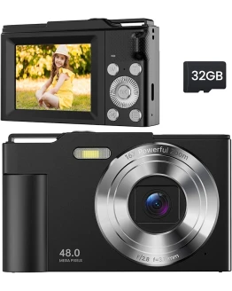 Camara de Fotos Digital Compacta: 48MP Cámara 16X Zoom con Tarjeta 32GB – Camara de Fotos Digital Infantil Enfoque Automático – Videocamara para Principiantes Niños Adultos Negro Foto de portada de Camara de Fotos Digital Compacta: 48MP Cámara 16X Zoom con Tarjeta 32GB - Camara de Fotos Digital Infantil Enfoque Automático - Videocamara para Principiantes Niños Adultos Negro