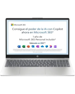 HP 15-fd0186ns – Ordenador portátil de 15.6″ FHD (Intel N100, 4GB RAM, 128GB UFS, Intel UHD, Windows 11) Plata – Teclado QWERTY Español – Incluye Microsoft 365 Personal 12 Meses Foto de portada de HP 15-fd0186ns - Ordenador portátil de 15.6" FHD (Intel N100, 4GB RAM, 128GB UFS, Intel UHD, Windows 11) Plata - Teclado QWERTY Español - Incluye Microsoft 365 Personal 12 Meses