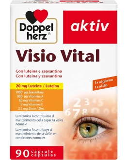 Doppelherz aktiv Visio Vital – Complemento Alimenticio para la Visión con Luteína, Zeaxantina, Vitamina A, C, E y Zinc, Sin Gluten ni Lactosa, 90 Cápsulas Foto de portada de Doppelherz aktiv Visio Vital - Complemento Alimenticio para la Visión con Luteína, Zeaxantina, Vitamina A, C, E y Zinc, Sin Gluten ni Lactosa, 90 Cápsulas