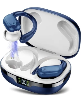 CASCHO Auriculares Inalambricos, Auriculares Bluetooth 5.3 Deportivos con Gancho de la Oreja, 60H de Reproducción, Pantalla LED, Llamada ENC HD, Profundamente Bajo, IPX7 Impermeable(Azul Oscuro). Foto de portada de CASCHO Auriculares Inalambricos, Auriculares Bluetooth 5.3 Deportivos con Gancho de la Oreja, 60H de Reproducción, Pantalla LED, Llamada ENC HD, Profundamente Bajo, IPX7 Impermeable(Azul Oscuro).