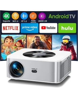 Proyector【Android TV】 Horlat 4K Soporte Porjector 6G WiFi Bluetooth,28000 Lúmenes 300» Display Proyector, con una Aplicación Incorporada Netflix/Youtube/Prime Video Foto de portada de Proyector【Android TV】 Horlat 4K Soporte Porjector 6G WiFi Bluetooth,28000 Lúmenes 300'' Display Proyector, con una Aplicación Incorporada Netflix/Youtube/Prime Video