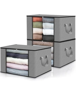 edihome, Cajas Almacenaje Ropa, Bolsas para Guardar Ropa, Organizador Armario, con Asas Reforzadas, Cajas Organizadoras, Fundas de Tela Resistente (Gris claro, Pack de 3) Foto de portada de edihome, Cajas Almacenaje Ropa, Bolsas para Guardar Ropa, Organizador Armario, con Asas Reforzadas, Cajas Organizadoras, Fundas de Tela Resistente (Gris claro, Pack de 3)