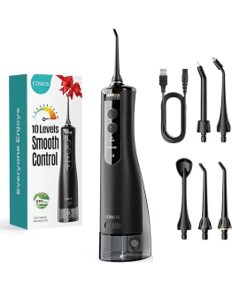 COSLUS Irrigador Dental Inalambrico 2025 Upgraded Limpiador Dientes Eléctrico: 10 Niveles de Control Suave 300ML Irrigador Dental Portatil Recargable Irrigador Bucal a Prueba Agua (Negro) Foto de portada de COSLUS Irrigador Dental Inalambrico 2025 Upgraded Limpiador Dientes Eléctrico: 10 Niveles de Control Suave 300ML Irrigador Dental Portatil Recargable Irrigador Bucal a Prueba Agua (Negro)