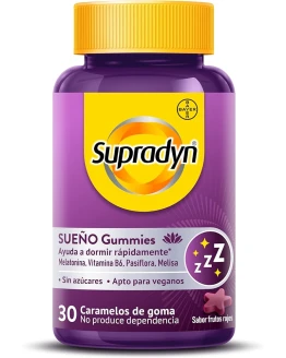 Supradyn Sueño Gummies con Melatonina, Vitamina B6, Pasiflora y Melisa, Ayuda a conciliar el sueño para dormir bien y, 30 Gummies Foto de portada de Supradyn Sueño Gummies con Melatonina, Vitamina B6, Pasiflora y Melisa, Ayuda a conciliar el sueño para dormir bien y, 30 Gummies