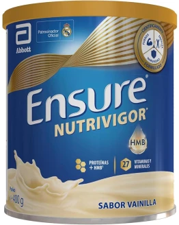 Ensure Nutrivigor – Complemento Alimenticio para Adultos, con HMB, Proteínas, Vitaminas y Minerales, como el Calcio- Sabor Vainilla- 400 g Foto de portada de Ensure Nutrivigor - Complemento Alimenticio para Adultos, con HMB, Proteínas, Vitaminas y Minerales, como el Calcio- Sabor Vainilla- 400 g