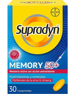 Supradyn Memory 50+ Multivitaminas Para La Memoria Y Concentración, Vitaminas, Vitamina C, Minerales, Ginseng, Zinc, Sin Glúten, Sin Lactosa, Naranja, Amarillo, 30 Comprimidos Foto de portada de Supradyn Memory 50+ Multivitaminas Para La Memoria Y Concentración, Vitaminas, Vitamina C, Minerales, Ginseng, Zinc, Sin Glúten, Sin Lactosa, Naranja, Amarillo, 30 Comprimidos