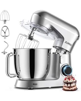 Zurio Batidora Amasadora 1300w, Amasadora de Pan Para Repostería 5.5L, Bol de Acero Inoxidable, Varillas Batidoras, Varillas Amasadoras Foto de portada de Zurio Batidora Amasadora 1300w, Amasadora de Pan Para Repostería 5.5L, Bol de Acero Inoxidable, Varillas Batidoras, Varillas Amasadoras