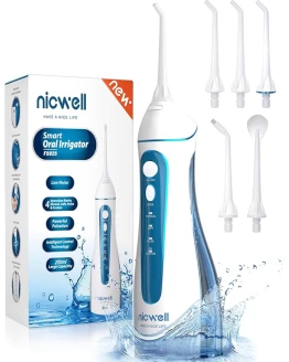 Irrigador Bucal Portatil Profesional – Irrigador Dental con 5 Boquillas 4 Modos, IPX7 Impermeable Limpieza Dientes, Recargable para Limpieza Dental, Irrigadores bucales Electrico Portátil de Viaje Foto de portada de Irrigador Bucal Portatil Profesional - Irrigador Dental con 5 Boquillas 4 Modos, IPX7 Impermeable Limpieza Dientes, Recargable para Limpieza Dental, Irrigadores bucales Electrico Portátil de Viaje