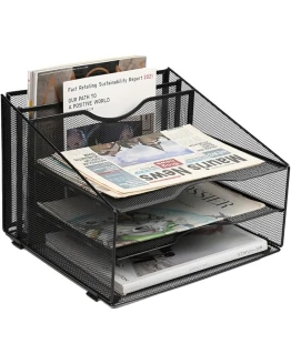 JEBELE Organizador de papelería de documentos de escritorio de 3 niveles de malla de papel A4 en bandeja, escritorio de oficina, organizador de archivos, organizador de papel, Negro Foto de portada de JEBELE Organizador de papelería de documentos de escritorio de 3 niveles de malla de papel A4 en bandeja, escritorio de oficina, organizador de archivos, organizador de papel, Negro