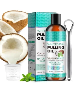 Oil Pulling, 237 ml coconut pulling oil, Aceite de coco con raspador de lengua, Natural Enjuague Bucal Con Aceite Blanqueador, Blanquear los Dientes, Dientes y Encías más Sanos, 8 Fl.Oz Foto de portada de Oil Pulling, 237 ml coconut pulling oil, Aceite de coco con raspador de lengua, Natural Enjuague Bucal Con Aceite Blanqueador, Blanquear los Dientes, Dientes y Encías más Sanos, 8 Fl.Oz