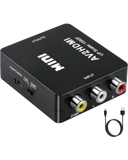 Aolirot Conversores de vídeo 1080P, Convertidor AV a HDMI de Audio y Video Soporte con Cable de Alimentación USB para DVD STB PS2 Gamecube VHS Camara Laptop VCR Proyector Foto de portada de Aolirot Conversores de vídeo 1080P, Convertidor AV a HDMI de Audio y Video Soporte con Cable de Alimentación USB para DVD STB PS2 Gamecube VHS Camara Laptop VCR Proyector