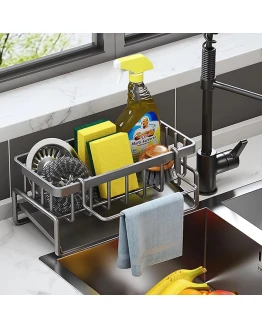 ViWaVee Organizador Cocina, Organizador Fregadero con Bandeja de Drenaje Autodrenante para Soporte de Esponja, Toallero, Soporte para Paños Cocina, Súper Accesorios para Baño-Gris. Foto de portada de ViWaVee Organizador Cocina, Organizador Fregadero con Bandeja de Drenaje Autodrenante para Soporte de Esponja, Toallero, Soporte para Paños Cocina, Súper Accesorios para Baño-Gris.