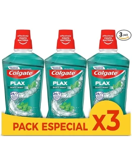 Colgate Plax Soft Mint Enjuague Bucal, Pack 3 Uds x 500ml, Antibacteriano, Contiene Flúor, Protección contra la Caries Eficaz 24H, Sin Alcohol, Aliento Fresco, Boca Más Sana Foto de portada de Colgate Plax Soft Mint Enjuague Bucal, Pack 3 Uds x 500ml, Antibacteriano, Contiene Flúor, Protección contra la Caries Eficaz 24H, Sin Alcohol, Aliento Fresco, Boca Más Sana