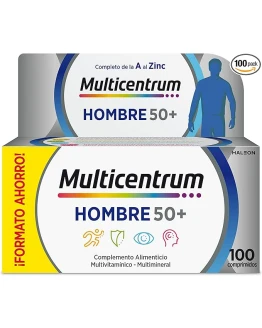 Multicentrum Hombre 50+ Complemento Alimenticio Multivitamínico y Multimineral Para Hombres 50+, Con Vitamina C, B, A, Sin Gluten, 100 Comprimidos Foto de portada de Multicentrum Hombre 50+ Complemento Alimenticio Multivitamínico y Multimineral Para Hombres 50+, Con Vitamina C, B, A, Sin Gluten, 100 Comprimidos