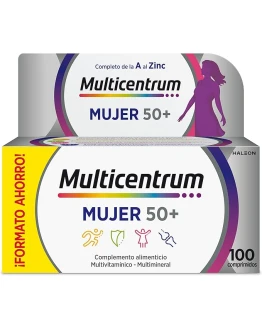 Multicentrum Mujer 50+ Complemento Alimenticio Multivitamínico y Multimineral Para Mujeres 50+, Postmenopausia, Con Calcio, Vitamina C y B, Sin Gluten, 100 Comprimidos Foto de portada de Multicentrum Mujer 50+ Complemento Alimenticio Multivitamínico y Multimineral Para Mujeres 50+, Postmenopausia, Con Calcio, Vitamina C y B, Sin Gluten, 100 Comprimidos