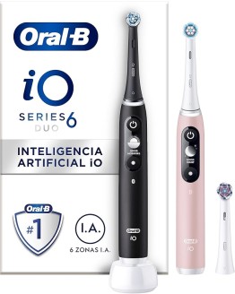 Oral-B iO 6 Cepillos de Dientes Eléctricos con 1 Mango Recargable, Duo Pack, + 1 Cabezal de Recambio, Diseñado Por Braun – Negro y Rosa Foto de portada de Oral-B iO 6 Cepillos de Dientes Eléctricos con 1 Mango Recargable, Duo Pack, + 1 Cabezal de Recambio, Diseñado Por Braun - Negro y Rosa