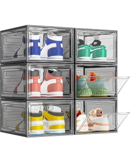 TidyTrove Cajas de Zapatos, 6 Cajas de Almacenamiento de Zapatos de Plástico Transparente Apilables, Contenedores Organizadores de Zapatos con tapas para Mujeres/Hombres, Negro Foto de portada de TidyTrove Cajas de Zapatos, 6 Cajas de Almacenamiento de Zapatos de Plástico Transparente Apilables, Contenedores Organizadores de Zapatos con tapas para Mujeres/Hombres, Negro