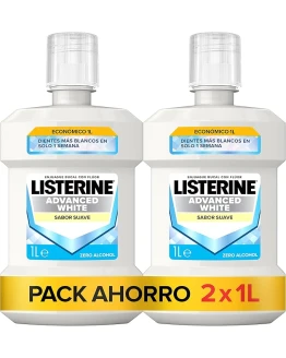 Listerine Advanced White Sabor Suave (pack de 2 x 1L), enjuague bucal blanqueador, colutorio bucal blanqueador sin alcohol, elixir bucal para una limpieza bucal óptima Foto de portada de Listerine Advanced White Sabor Suave (pack de 2 x 1L), enjuague bucal blanqueador, colutorio bucal blanqueador sin alcohol, elixir bucal para una limpieza bucal óptima