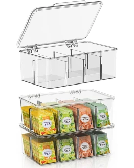 KICHLY Caja de te infusiones, Pack de 3- Caja Acrílica de 24 Secciones Para Té, Café, Especias, Encimeras de Cocina, Armarios, Despensa (Transparente) Foto de portada de KICHLY Caja de te infusiones, Pack de 3- Caja Acrílica de 24 Secciones Para Té, Café, Especias, Encimeras de Cocina, Armarios, Despensa (Transparente)