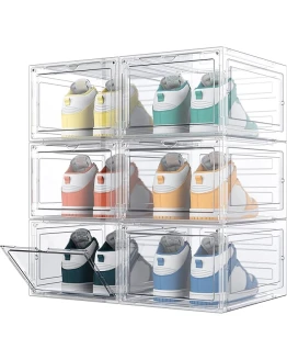 HOMIDEC Cajas de Zapatos, 6 Cajas de Almacenamiento de Zapatos de Plástico Transparente Apilables, Contenedores Organizadores de Zapatos con tapas para Mujeres/Hombres Foto de portada de HOMIDEC Cajas de Zapatos, 6 Cajas de Almacenamiento de Zapatos de Plástico Transparente Apilables, Contenedores Organizadores de Zapatos con tapas para Mujeres/Hombres