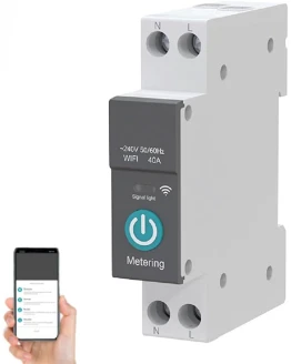 Interruptor Medidor Energia – WIFI Inteligente Interruptor – Control Remoto de Teléfono Móvil Inalámbrico y Función de 3 Modos de Sincronización- Compatible con Alexa, Google Home, TUYA App – 16A Foto de portada de Interruptor Medidor Energia - WIFI Inteligente Interruptor - Control Remoto de Teléfono Móvil Inalámbrico y Función de 3 Modos de Sincronización- Compatible con Alexa, Google Home, TUYA App - 16A