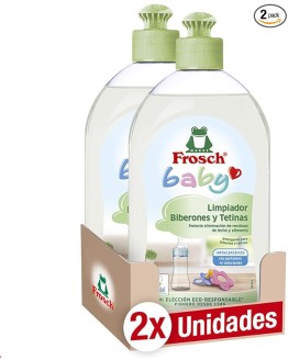 Frosch Baby – Limpiador de Biberones y Tetinas, Elimina Restos de Leche y Comida, Producto Hipoalergénico y Ecológico – Pack de 2 Unidades x 500 ml Foto de portada de Frosch Baby - Limpiador de Biberones y Tetinas, Elimina Restos de Leche y Comida, Producto Hipoalergénico y Ecológico - Pack de 2 Unidades x 500 ml