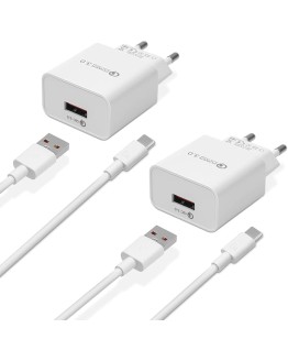 2-Pack Cargador USB Carga Rapida,18W QC 3.0 Enchufe USB Carregador USB con 2m Cable, Cargador Movil Carga Rapida USB Charger para Xiaomi Huawei, Samsung Galaxy A15 A14 A13 A54 A53 A33 S22 S21 S20 S10 Foto de portada de 2-Pack Cargador USB Carga Rapida,18W QC 3.0 Enchufe USB Carregador USB con 2m Cable, Cargador Movil Carga Rapida USB Charger para Xiaomi Huawei, Samsung Galaxy A15 A14 A13 A54 A53 A33 S22 S21 S20 S10