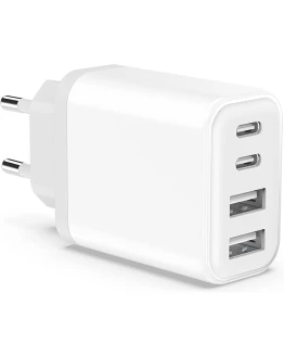 Cargador USB, 40W 4 Puertos Enchufe USB C Cargador Movil Carga Rapida Replacement for iPhone 16 15 14 13 12 11 Pro MAX SE 2020 XS X 8 7, Pad, Galaxy, USB Charger Cabezal Adaptador de Pared Corriente Foto de portada de Cargador USB, 40W 4 Puertos Enchufe USB C Cargador Movil Carga Rapida Replacement for iPhone 16 15 14 13 12 11 Pro MAX SE 2020 XS X 8 7, Pad, Galaxy, USB Charger Cabezal Adaptador de Pared Corriente