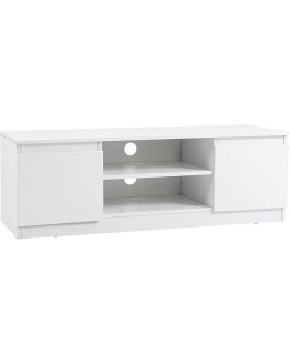 HOMCOM Mueble de TV Moderno Mesa de TV de Salón con 2 Puertas 2 Estantes Abiertos Mueble para Televisores de 55 Pulgadas 120×39,5×40 cm Blanco Foto de portada de HOMCOM Mueble de TV Moderno Mesa de TV de Salón con 2 Puertas 2 Estantes Abiertos Mueble para Televisores de 55 Pulgadas 120x39,5x40 cm Blanco