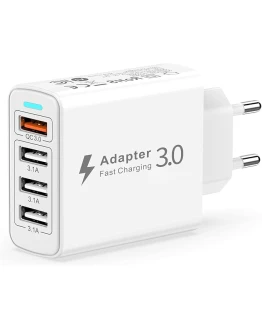 Cargador USB Multiple 4 Puertos, Enchufe USB Carga Rapida 33W con Quick Charge 3.0, Cargador Móvil Carga Rapida Cargador Multiple USB Cargador Rapido para iPhone 14/13/12/11/X/8,Samsung S23/S22,Xiaomi Foto de portada de Cargador USB Multiple 4 Puertos, Enchufe USB Carga Rapida 33W con Quick Charge 3.0, Cargador Móvil Carga Rapida Cargador Multiple USB Cargador Rapido para iPhone 14/13/12/11/X/8,Samsung S23/S22,Xiaomi