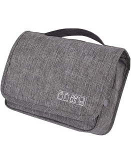 Neceser de viaje, bolsa de aseo de viaje colgante, multicompartimentos para organizar objetos personales, gancho de metal para colgar, gris Foto de portada de Neceser de viaje, bolsa de aseo de viaje colgante, multicompartimentos para organizar objetos personales, gancho de metal para colgar, gris