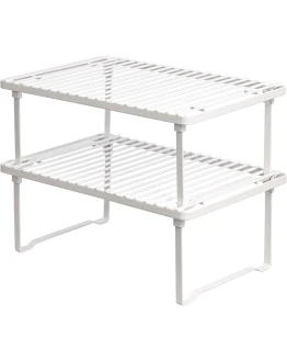 Foto de portada de Amazon Basics Estantes de cocina apilables para almacenaje, Blanco, 20.3 D x 31.6 W x 11.4 H cm
