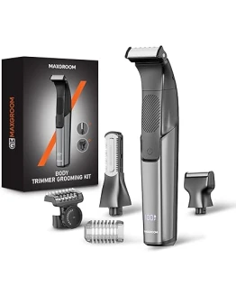 MAXGROOM Afeitadora Corporal Masculina 3 en 1, Depiladora Corporal Hombre con Peine Ajustable para Cuerpo y Zona Intima, en Seco y Húmedo, Pantalla LED y Recargable Tipo-C, Negro Foto de portada de MAXGROOM Afeitadora Corporal Masculina 3 en 1, Depiladora Corporal Hombre con Peine Ajustable para Cuerpo y Zona Intima, en Seco y Húmedo, Pantalla LED y Recargable Tipo-C, Negro