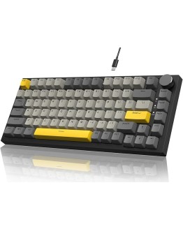 YINDIAO AK820 Teclado Mecánico con Perilla,Diseño 75% ANSI,81 Teclas,Teclado para Juegos con Cable,5 Espumas Absorbentes de Sonido,Hot-Swap,Interruptor Lineal,Luz RGB,para PC,Mac (Gris) Foto de portada de YINDIAO AK820 Teclado Mecánico con Perilla,Diseño 75% ANSI,81 Teclas,Teclado para Juegos con Cable,5 Espumas Absorbentes de Sonido,Hot-Swap,Interruptor Lineal,Luz RGB,para PC,Mac (Gris)