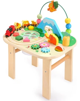 oathx Mesa de Actividades para niños de más de 1 año, Juguetes Montessori de Madera 9 en 1 con Forma de Laberinto de Cuentas, Juguete de Tren de Espejo, Mesa de Juego sensorial para bebés, Juguetes Foto de portada de oathx Mesa de Actividades para niños de más de 1 año, Juguetes Montessori de Madera 9 en 1 con Forma de Laberinto de Cuentas, Juguete de Tren de Espejo, Mesa de Juego sensorial para bebés, Juguetes