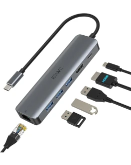 JESWO Hub USB C, Adaptador USB C Ethernet con Ethernet RJ45, HDMI 4K, 100W PD, 3 Puertos USB 3.0, Adaptador USB C HDMI para portátiles Thunderbolt 3 MacBook Air/Pro, iPad Pro M1/M2, Mac Min Foto de portada de JESWO Hub USB C, Adaptador USB C Ethernet con Ethernet RJ45, HDMI 4K, 100W PD, 3 Puertos USB 3.0, Adaptador USB C HDMI para portátiles Thunderbolt 3 MacBook Air/Pro, iPad Pro M1/M2, Mac Min