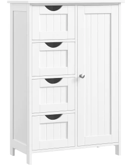 VASAGLE Armario de Baño, Mueble de Baño Estrecho, Cómoda de Baño, Cajonera con 4 Cajones, Armario con Puerta, Estante Ajustable, 30 x 55 x 82 cm, Blanco LHC41W Foto de portada de VASAGLE Armario de Baño, Mueble de Baño Estrecho, Cómoda de Baño, Cajonera con 4 Cajones, Armario con Puerta, Estante Ajustable, 30 x 55 x 82 cm, Blanco LHC41W