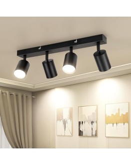 Dehobo Lámpara de Techo de 4 Focos Giratorios GU10, Lámpara de Pared Interior LED Negro Ajustables, Foco de Pared para Interior Iluminación para Dormitorio Pasillo Cocina, Sin Bombilla GU10 Foto de portada de Dehobo Lámpara de Techo de 4 Focos Giratorios GU10, Lámpara de Pared Interior LED Negro Ajustables, Foco de Pared para Interior Iluminación para Dormitorio Pasillo Cocina, Sin Bombilla GU10