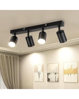 Dehobo Lámpara de Techo de 4 Focos Giratorios GU10, Lámpara de Pared Interior LED Negro Ajustables, Foco de Pared para Interior Iluminación para Dormitorio Pasillo Cocina, Sin Bombilla GU10 Foto de portada de Dehobo Lámpara de Techo de 4 Focos Giratorios GU10, Lámpara de Pared Interior LED Negro Ajustables, Foco de Pared para Interior Iluminación para Dormitorio Pasillo Cocina, Sin Bombilla GU10