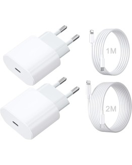 Cargador USB C Dual de 20W con Cable iPhone de 2M + Cable Cargador iPhone de 1M, Cargador iPhone Carga Rapida para iPhone 14/13/ 12/11/ X/ 8/7/ Pad Foto de portada de Cargador USB C Dual de 20W con Cable iPhone de 2M + Cable Cargador iPhone de 1M, Cargador iPhone Carga Rapida para iPhone 14/13/ 12/11/ X/ 8/7/ Pad