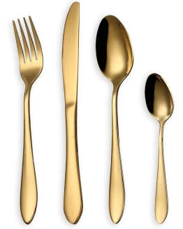 HOMQUEN Juego de Cubiertos, Juego de Cubiertos de Oro, Servicio de Juego de Acero Inoxidable para 6 Personas, 24 Piezas de Cubiertos de Comedor Foto de portada de HOMQUEN Juego de Cubiertos, Juego de Cubiertos de Oro, Servicio de Juego de Acero Inoxidable para 6 Personas, 24 Piezas de Cubiertos de Comedor