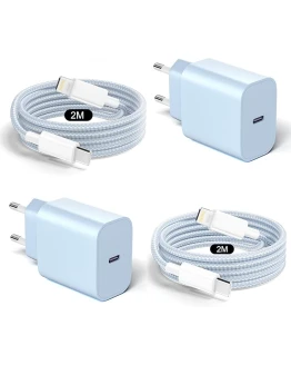 Cargador para iPhone 14/14 Plus/14 Pro/14 Pro Max/13/12/11/Mini/X/XS/XR/SE, 2Pack USB C Enchufe con 2Pack 2M Cable de USB C a Lighting, 20W PD3.0 Cargador Carga Rapida para iPhone – Azul Foto de portada de Cargador para iPhone 14/14 Plus/14 Pro/14 Pro Max/13/12/11/Mini/X/XS/XR/SE, 2Pack USB C Enchufe con 2Pack 2M Cable de USB C a Lighting, 20W PD3.0 Cargador Carga Rapida para iPhone - Azul